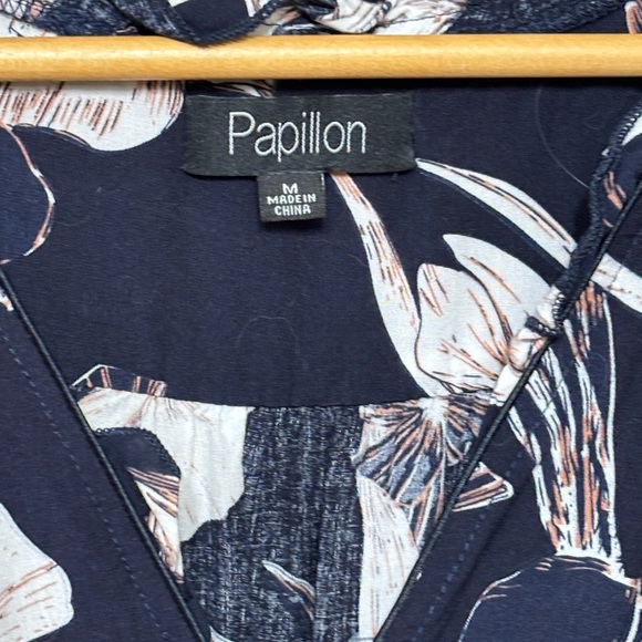 Papillon Blanc White and Blue Wrap Tie Front Sheath Dress for Cocktail - Picture 3 of 3